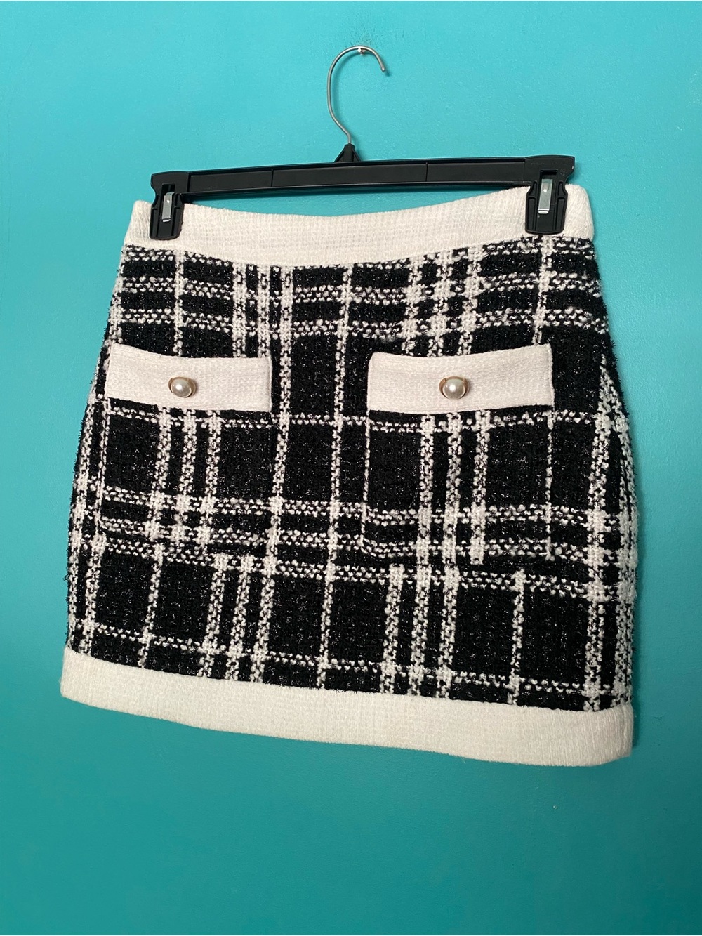 Black & White Tweed Mini Skirt 10